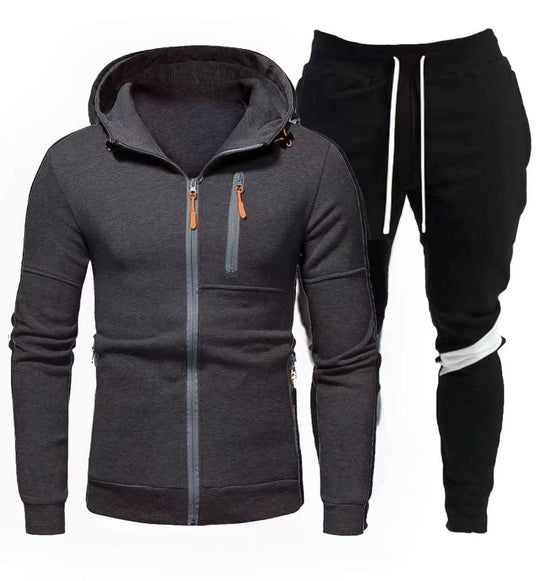 Herren sportliche Kapuzenjacke mit praktischem Reißverschluss und Jogginghose R&B