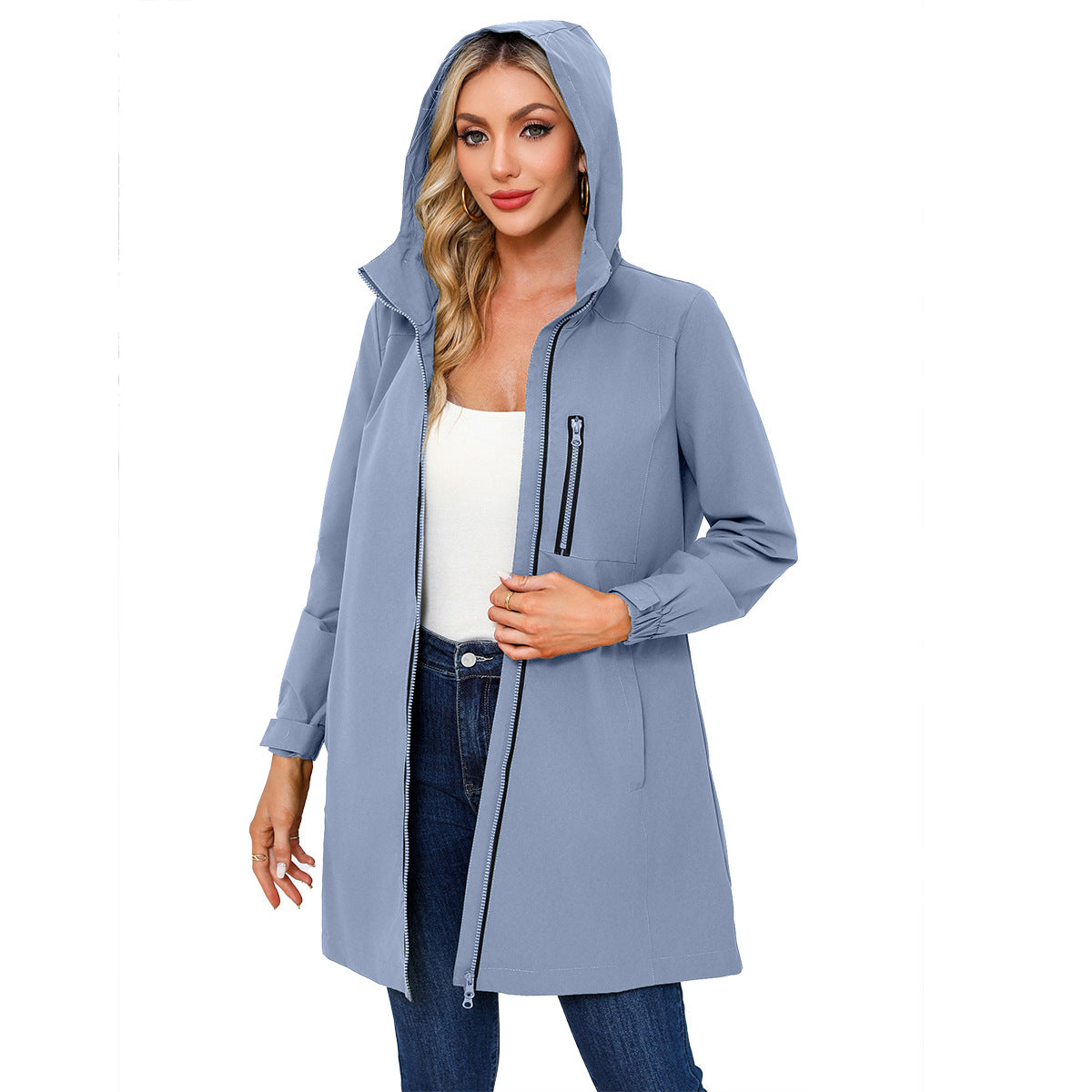 Damen Funktionsjacke mit verstellbarem Kapuzenkragen