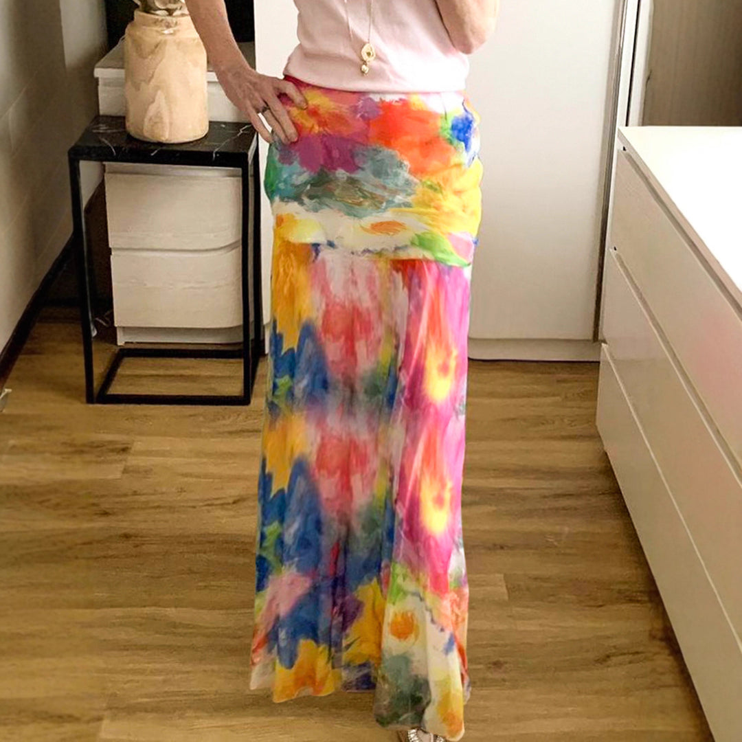 Damen Maxirock mit elegantem Blumenmuster und fließendem Schnitt R&B