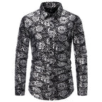 Herren Langarmhemd mit floralem Gold-Design R&B