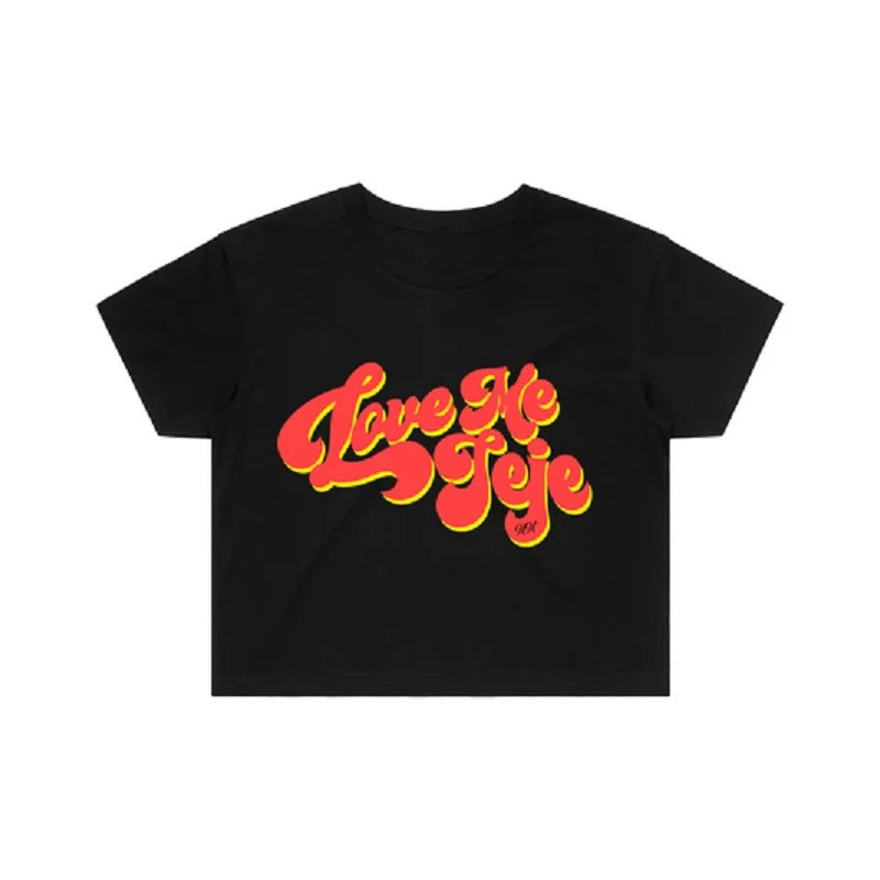 Damen Crop-T-Shirt mit kreativem Schriftzug und R&Brnem Design R&B