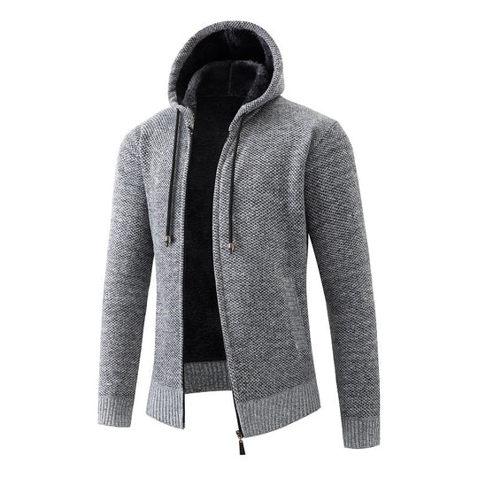 Herren gemütlicher Strickhoodie mit kuscheligem Innenfutter R&B
