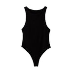Damen sportlicher Einteiler mit hohen Beinausschnitten und rundem Halsausschnitt R&B