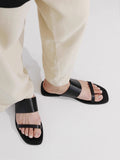 Damen Flache Riemensandalen mit breitem Riemendesign und bequemem Fußbett R&B