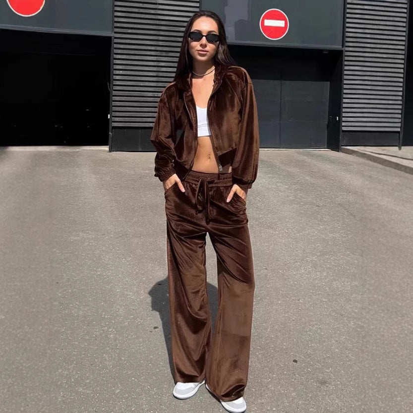 Damen bequemer Sportanzug mit lockerer Passform und Kapuzenjacke R&B