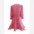 Damen Verspieltes und elegantes Minikleid mit tiefem V-Ausschnitt und Rüschendetails R&B
