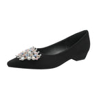 Damen elegante Ballerinas mit funkelnder Schmuckapplikation
