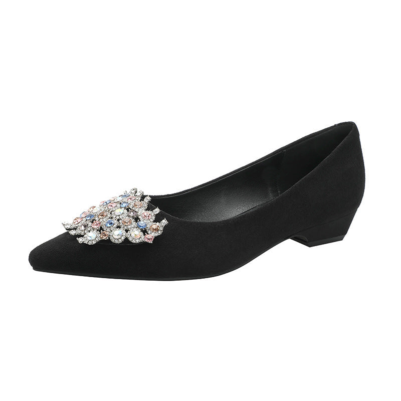 Damen elegante Ballerinas mit funkelnder Schmuckapplikation
