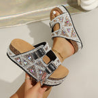 Damen Glamouröse Plateau-Sandalen mit funkelnden Strassdetails und komfortabler Sohle
