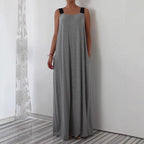 Damen luftiges Maxikleid mit verstellbaren Trägern und Taschen R&B