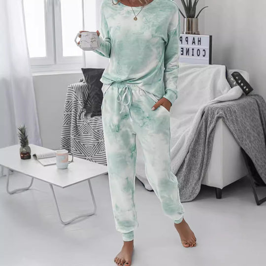 Damen Freizeit-Loungewear Set mit modischem Batikdesign und bequemen Passform R&B