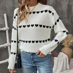 Damen Strickpullover mit Herzmuster und Rundhalsausschnitt R&B