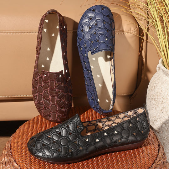 Damen Slip-On Ballerinas mit floralen Details R&B