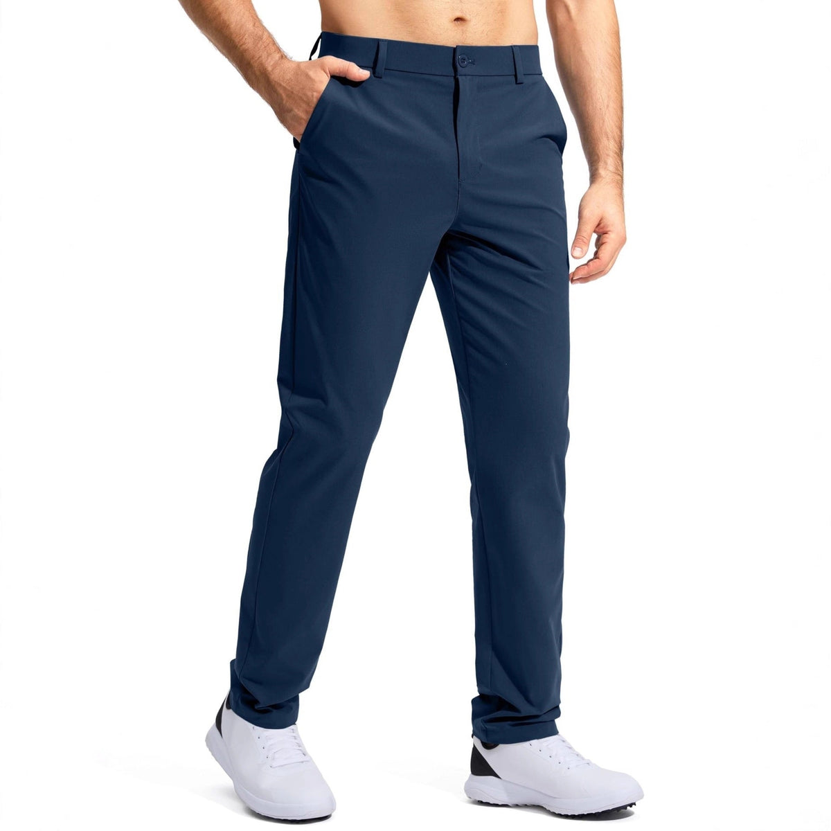 Herren nan elastische Golftwill-Hose mit geradem Schnitt, knitterfreiem Material und verdeckter Reißverschlusstasche R&B
