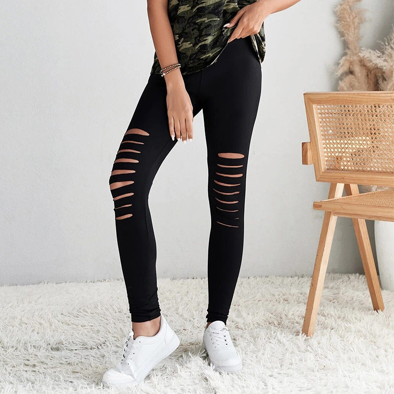 Damen Leggings mit modischen Cut-Outs und hohem Bund