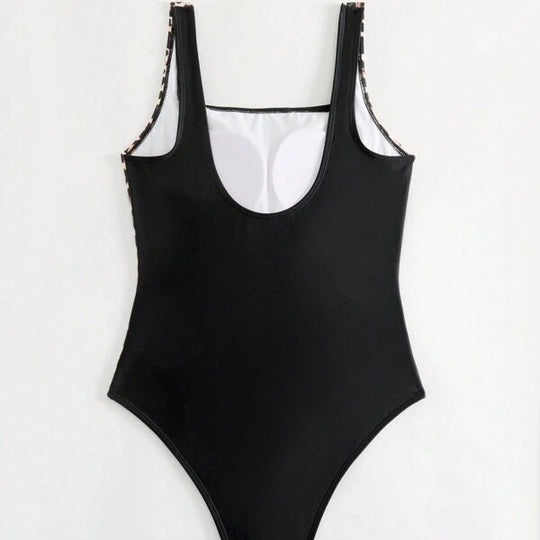 Damen Einteiler Badeanzug mit raffiniertem Leo-Design und figurformendem Schnitt R&B