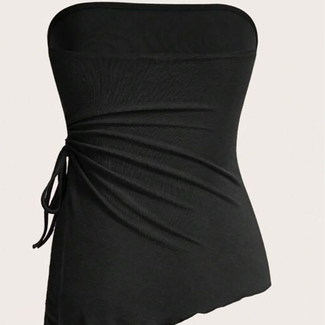 Damen Bandeau-Oberteil mit modischem Wickeldesign und verstellbaren Riemen R&B