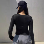 Damen Langarmshirt mit Knopfleiste R&B