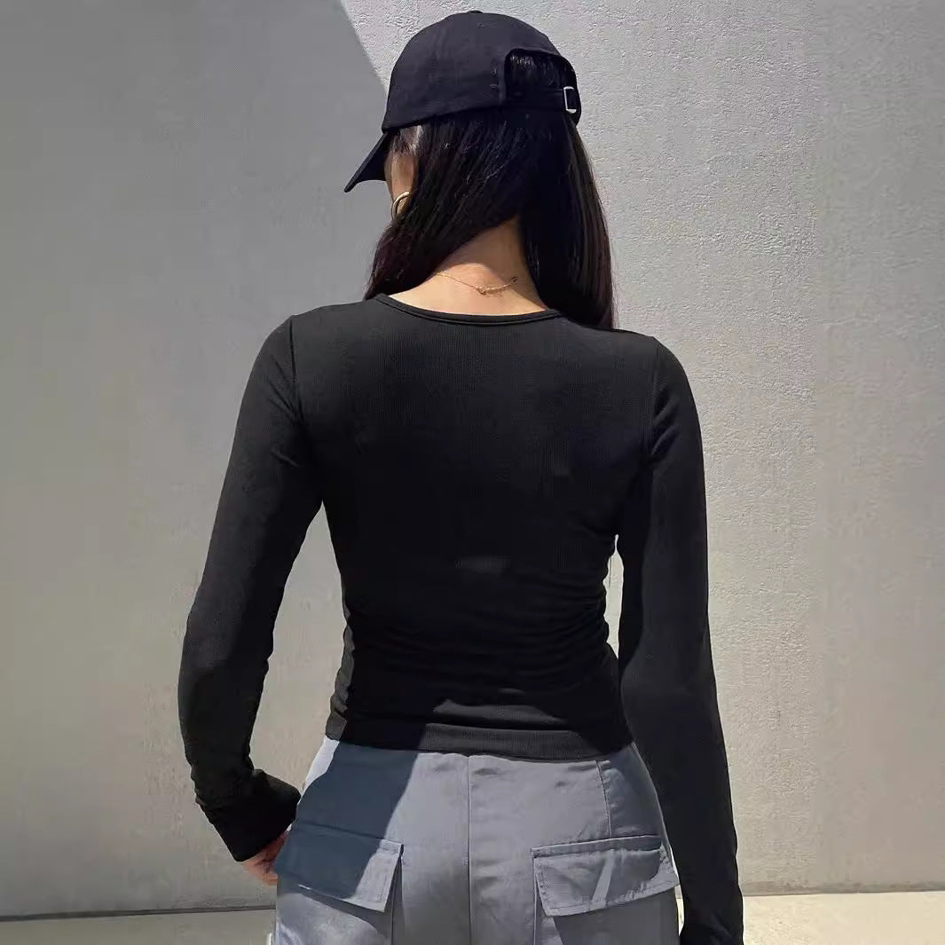 Damen Langarmshirt mit Knopfleiste R&B