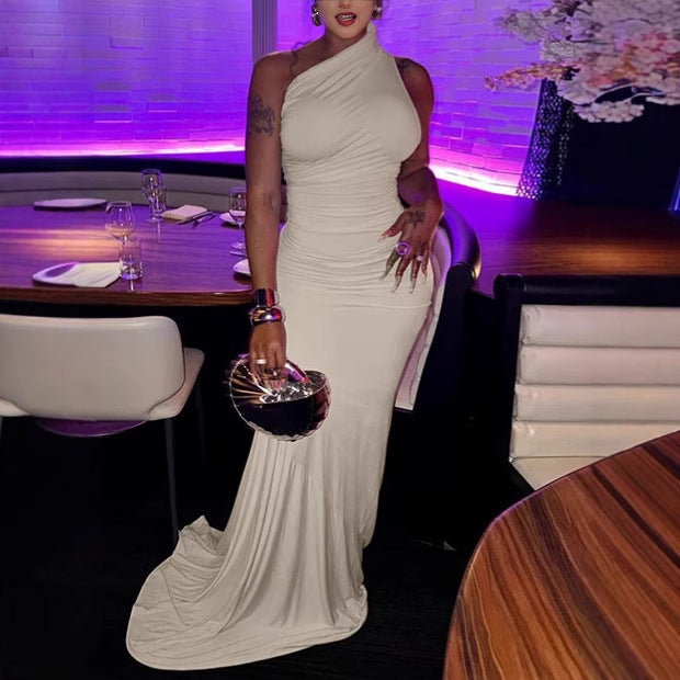 Damen Elegantes Wickel-Maxikleid mit asymmetrischem Ausschnitt und luxuriösem Schnitt R&B