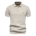 Herren Kurzarm Polo-Shirt mit strukturiertem Streifenmuster