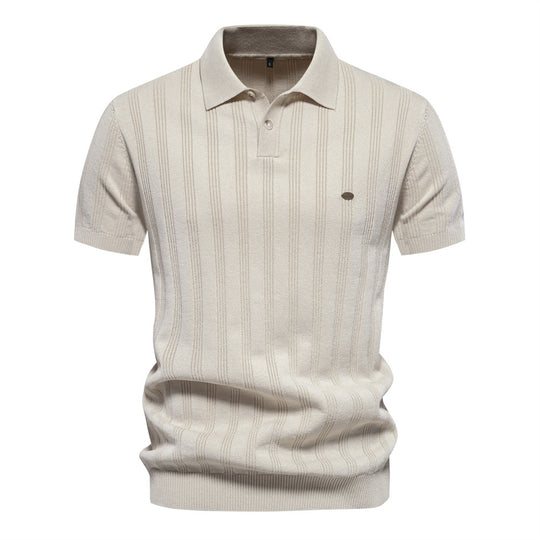 Herren Kurzarm Polo-Shirt mit strukturiertem Streifenmuster R&B