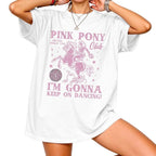 Damen Oversized T-Shirt mit kreativem Pferde- und Tanzmotiv R&B