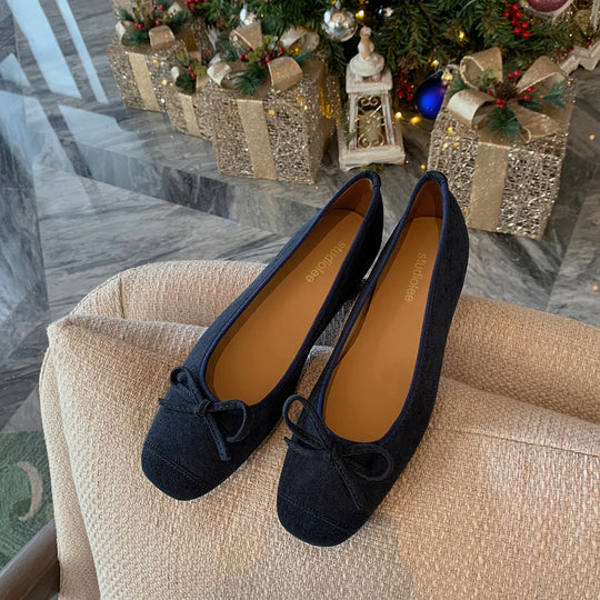 Damen Ballerinas mit charmantem Schleifendetail aus hochwertigem Wildleder R&B
