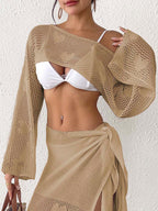 Damen Offene Netz-Strandjacke R&B