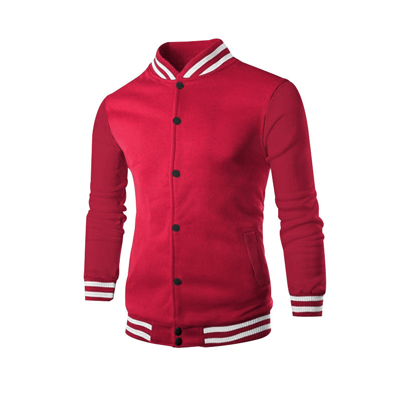 Herren nan schlanke Collegejacke im Collegestil mit Druckknopfleiste und kontrastierenden Rippbündchen R&B