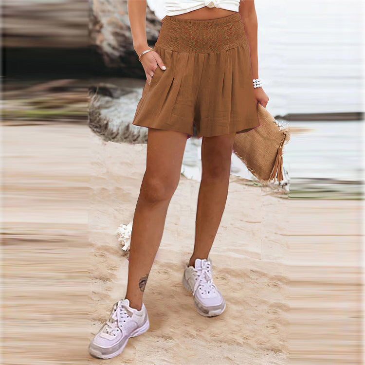 Damen elegante Shorts mit hohem Bund und Knopfdetail R&B