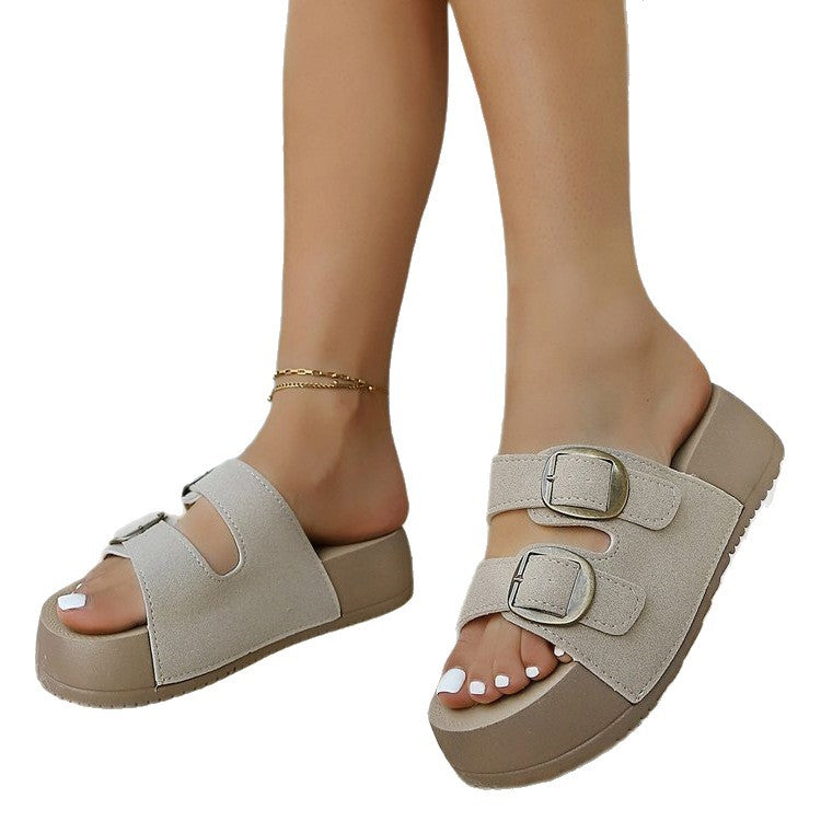 Damen Komfortable Riemensandalen mit modischen Doppelschnallen R&B