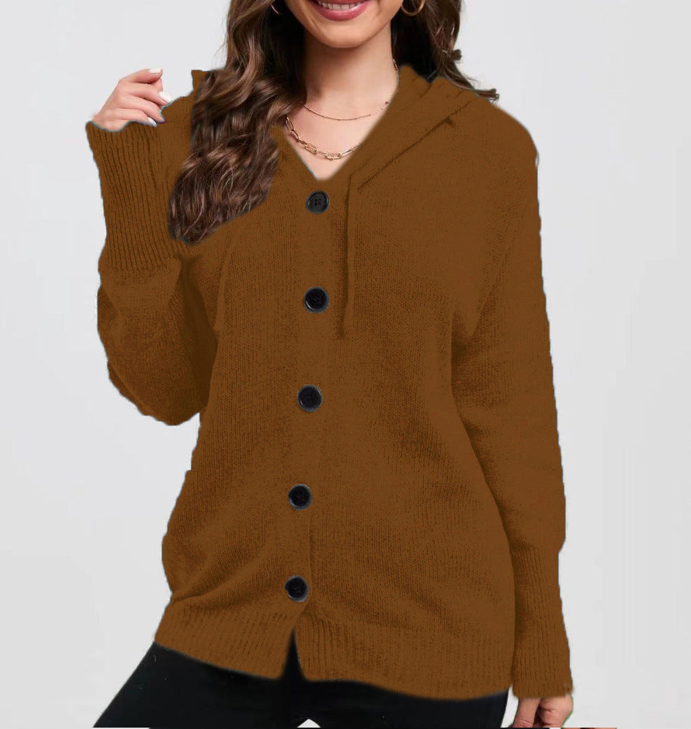 Damen Kapuzensweater mit durchgehendem Knopfverschluss und lässiger Passform R&B