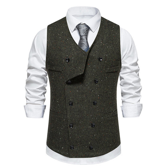 Herren elegante Anzugweste mit doppelt knöpfbarem Design und praktischen Taschen R&B