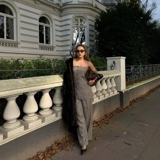 Damen Hosen mit weitem Bein und hoher Taille R&B