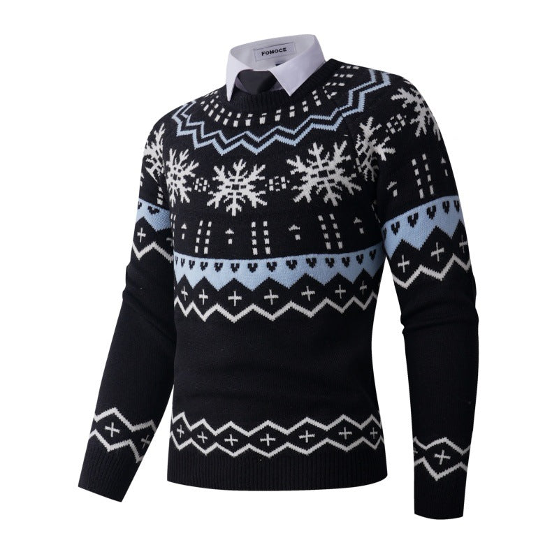Herren modischer Strickpullover mit kreativem Schneemuster R&B