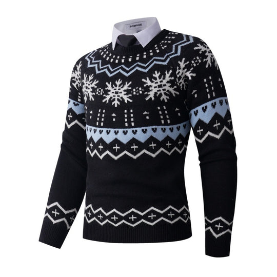 Herren modischer Strickpullover mit kreativem Schneemuster R&B