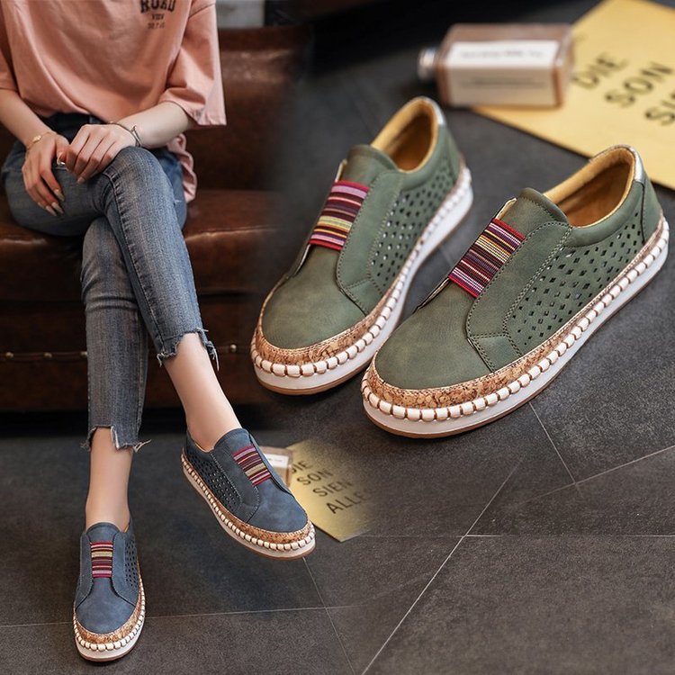 Damen Slip-On Sneakers mit atmungsaktivem Obermaterial und Jute-Detail R&B