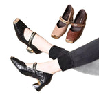 Damen elegante Blockabsatz Schuhe mit Kettenapplikation R&B