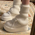 Damen Plateau Sneakers mit strukturiertem Obermaterial und rutschfester Sohle