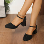 Damen elegante Slingback-Pumps mit komfortablem Blockabsatz und modischem Riemchen R&B
