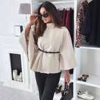 Damen elegante Umhangbluse mit gefaltetem Design und tailliertem Gürtel R&B