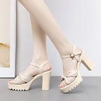 Damen Elegante Plateau-Sandaletten mit modischem Knoten-Detail und stabiler Sohle R&B