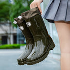 Damen Hochwertige und Stylische Gummistiefel mit Verstellbarem Schnürsystem R&B