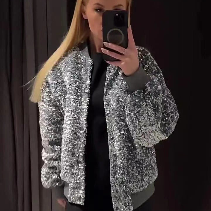Damen Fleece-Bomberjacke mit strukturiertem Obermaterial und weitem Schnitt R&B