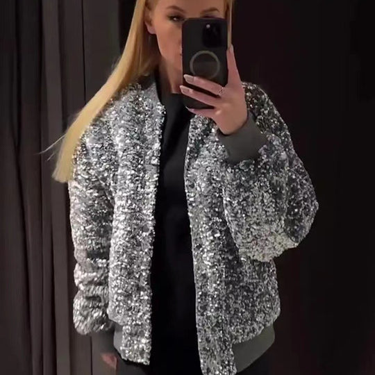 Damen Fleece-Bomberjacke mit strukturiertem Obermaterial und weitem Schnitt R&B