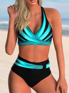 Damen High-Waist Bikini-Set mit modischem Wickeldesign R&B