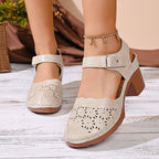 Damen Clogs mit floralen Perforationen und Komfort-Fersenriemen R&B