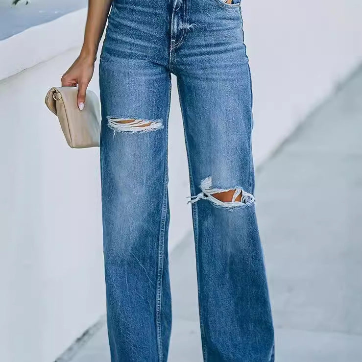 Damen Flared Jeans mit stylischen Rissdetails R&B