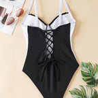 Damen Einteiliger Badeanzug mit elegantem Schnitt und verstellbaren Trägern R&B